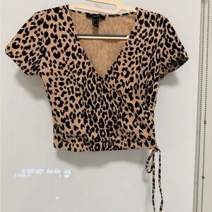 Forever 21 Animal Print Wrap Crop Top